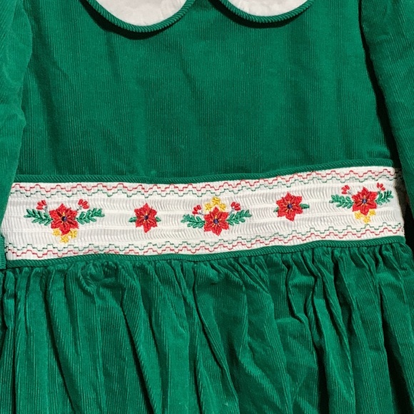 LAST CHANCE- 2T Poinsettia corduroyed Holiday Dress with “undies” - Picture 2 of 11